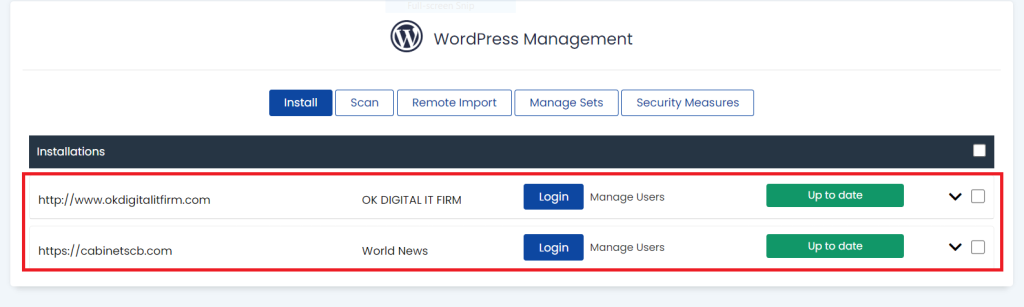 Wordpress Management